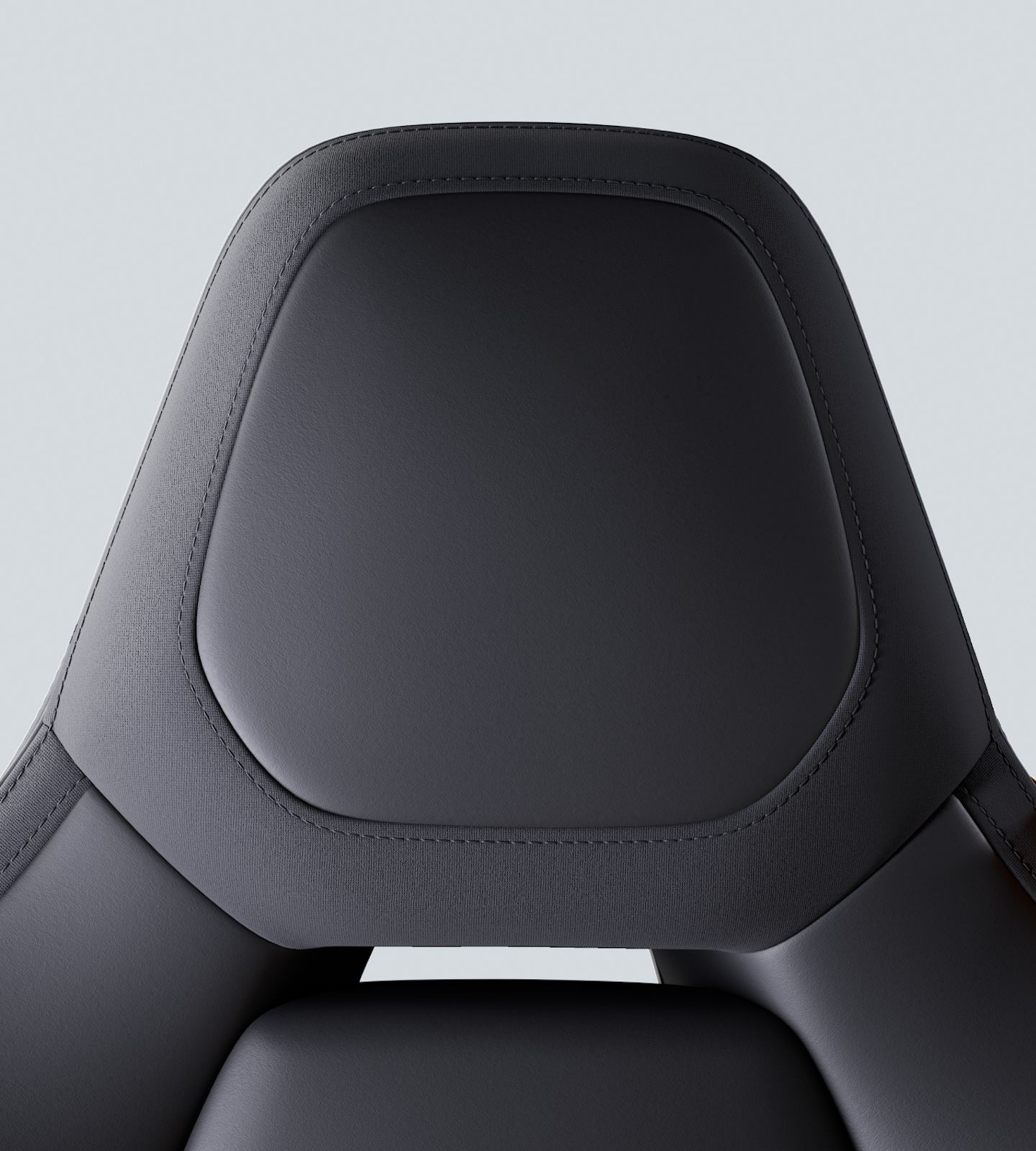 Polestar 4 upper front seat with Bio-attributed MicroTech upholstery in Charcoal.