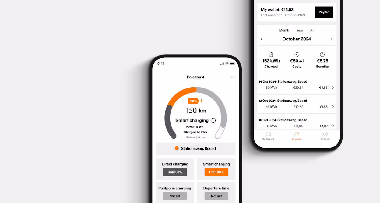 An example of what the Polestar Energy app will look like on a mobile phone
