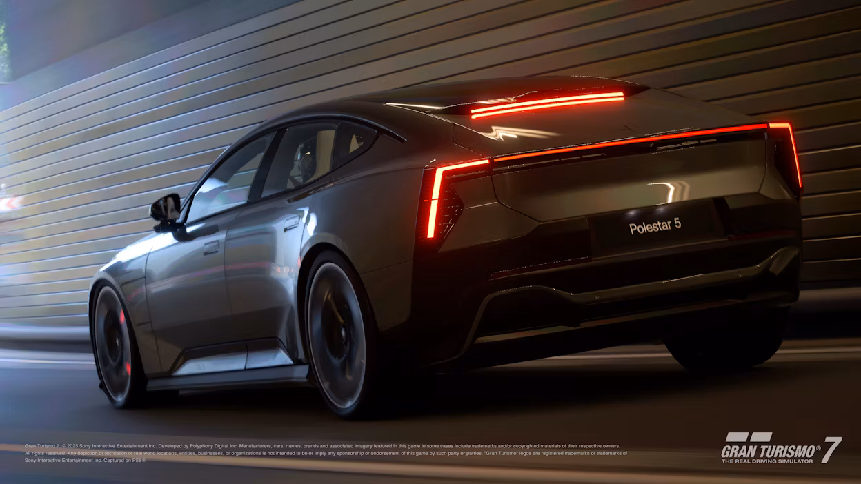Back of Polestar 5 in Gran Turismo 7 game